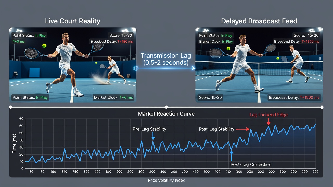 Live tennis betting dashboard displaying point-by-point odds and timing indicators